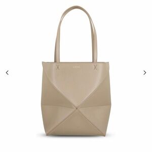 Loewe Puzzle Fold Convertible Medium Leather Tote in Taupe
